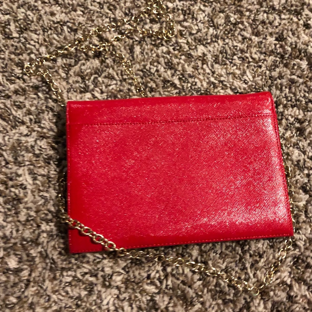 Red and gold chain shoulder bag